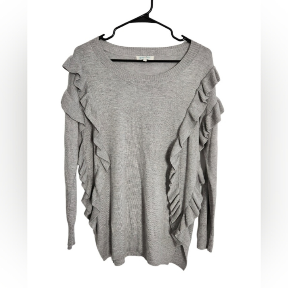 Grace & Lace Grey ruffled sweater. Cashmere Womans size small